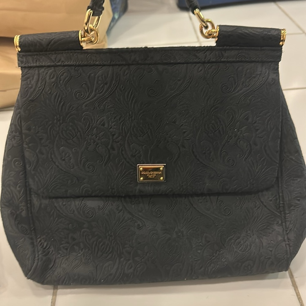 Dolce & Gabbana Black Shoulder Bag with Gold Accents